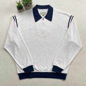 Bogey Boys Quarter Zip Terry Cloth Contrast Color/Striped Pullover Sweater Polo